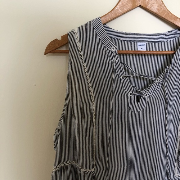 Navy and White striped linen dress - Picture 3 of 8